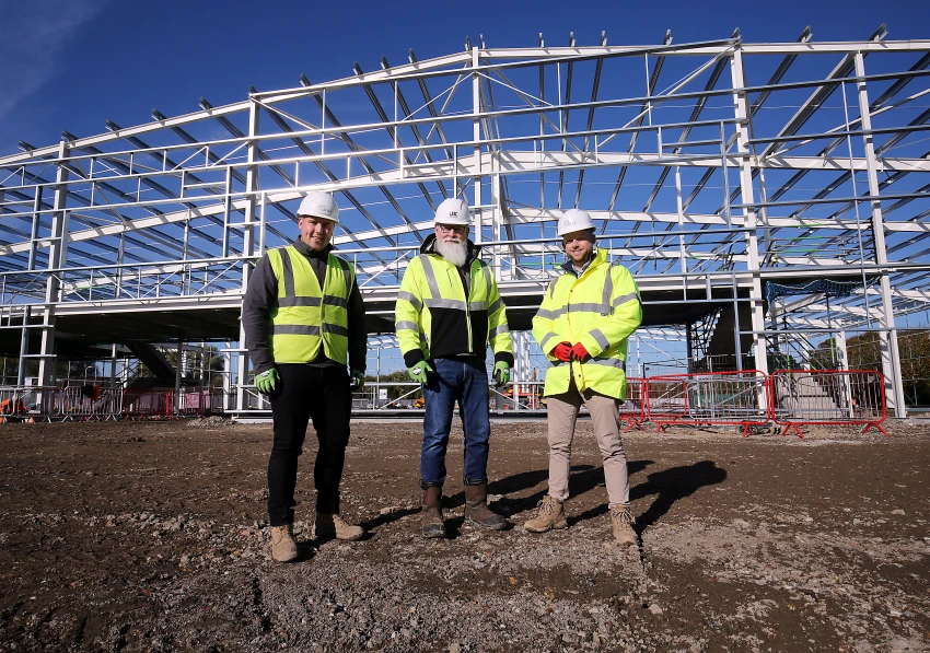 Photo caption: Fraser Adamson, project manager at Castle, Adrian Bartle, construction director at UK Land Estates and Craig Muldoon, divisional director Build, Castle.